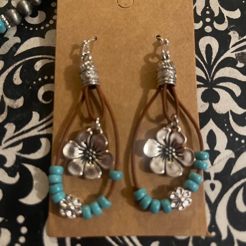 Silver and Blue Bohemian Dangle Earrings
